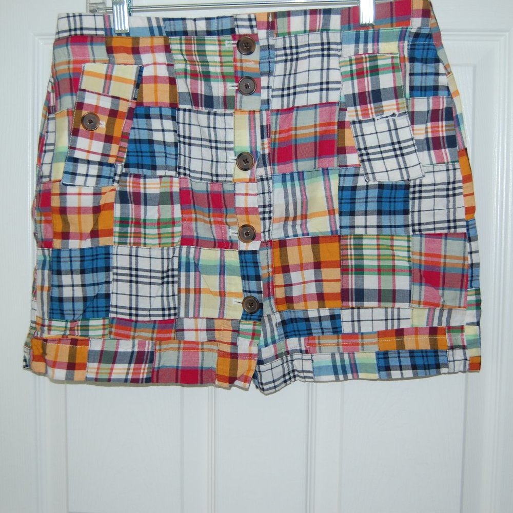 J CREW Madras Mini Skirt Size 8